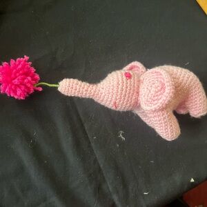 Handmade Pink Crochet Elephant Plush